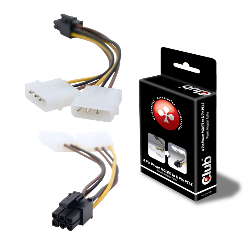 CLUB3D 4 PIN POWER MOLEX TO 6 PIN PCI-E 0,145 m
