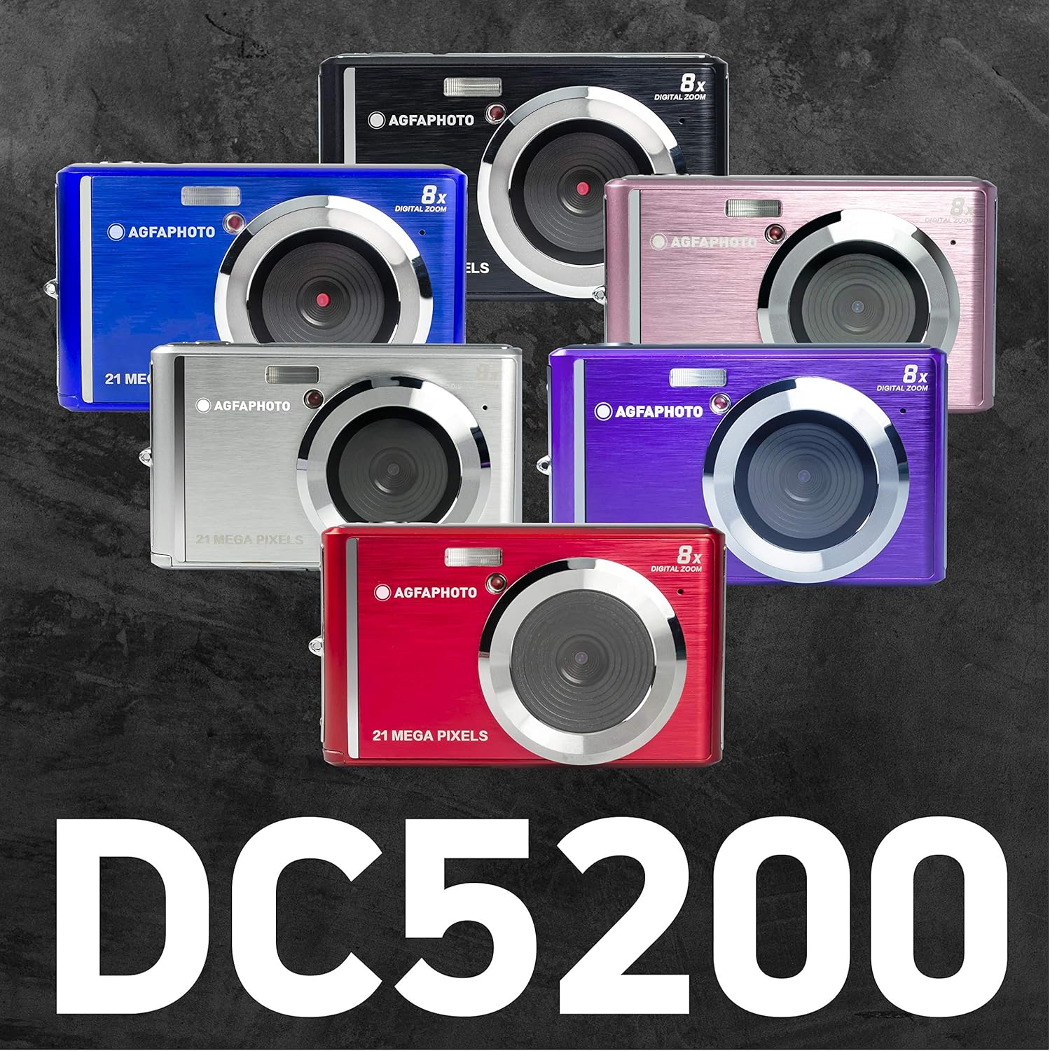 AGFA Photo Realishot DC5200 - Kompaktes Digitalkamera, 21MP, 2,4” LCD-Bildschirm, 8X Digitalzoom, HD 720p Video, Lithiumbatterie, SD-Karten, Szenenmodi - Schwarz AGFA Photo Realishot DC5200 - Kompaktes Digitalkamera, 21MP, 2,4” LCD-Bildschirm, 8X Digitalzoom, HD 720p Video, Lithiumbatterie, SD-Karten, Szenenmodi - Blau