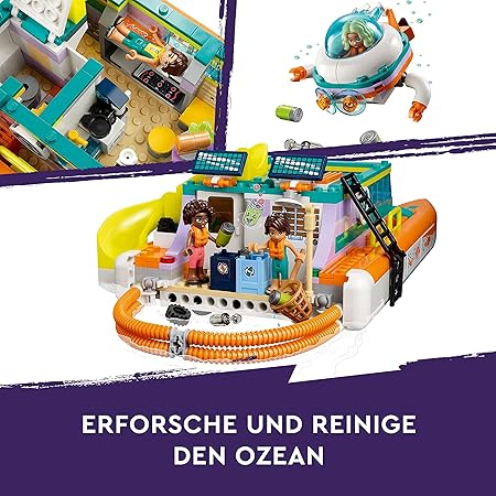 LEGO 41734 Friends Seerettungsboot Tierrettungs-Spielzeug Set mit Delfin-Tier-Figuren und U-Boot, Öko-Lernset, Spielzeug-Geschenk für Kinder, Mädchen und Jungen ab 7 Jahren