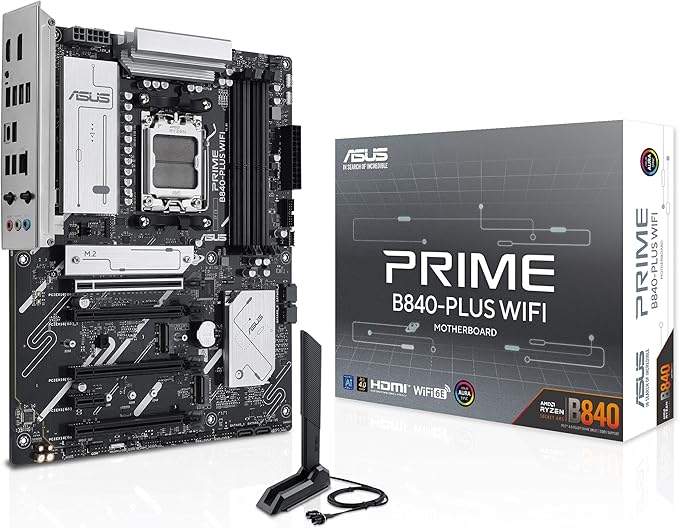ASUS PRIME B840-PLUS WIFI - Motherboard - ATX - Socket AM5 - AMD B840 Chipsatz - USB-C 3.2 Gen 1, USB 3.2 Gen 1 - 2.5 Gigabit LAN, Bluetooth, Wi-Fi 6E - Onboard-Grafik (CPU erforderlich) ASUS PRIME B840-PLUS WIFI - Motherboard - ATX - Socket AM5 - AMD B840 Chipsatz - USB-C 3.2 Gen 1, USB 3.2 Gen 1 - 2.5 Gigabit LAN, Bluetooth, Wi-Fi 6E - Onboard-Grafik (CPU erforderlich)