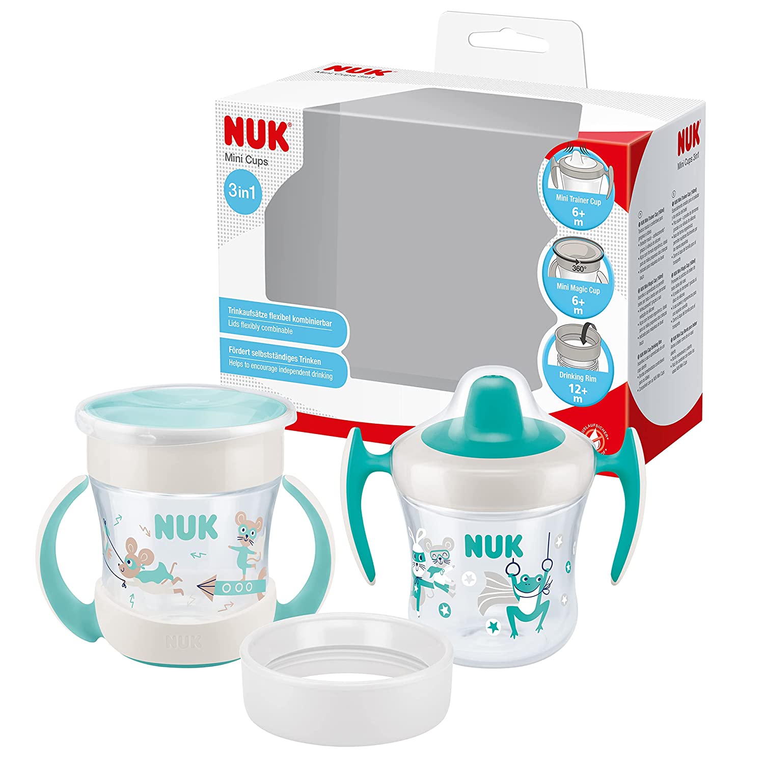 NUK Trinkbecher Mini Cups Set 3in1 160ml ab 6 M. mint&türkis