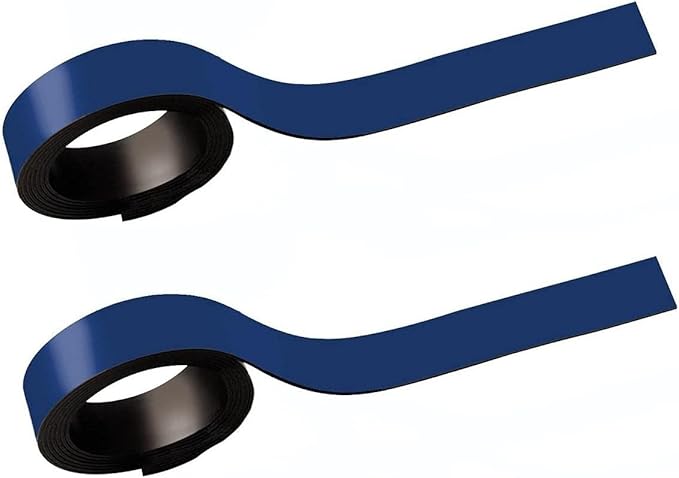 MAUL Magnetstreifen 1 x 100cm (2 Stück) | Magnetband selbsthaftend auf magnetischen Oberflächen | Magnetklebeband individuell zuschneidbar | Beschriftbar mit Marker | Blau