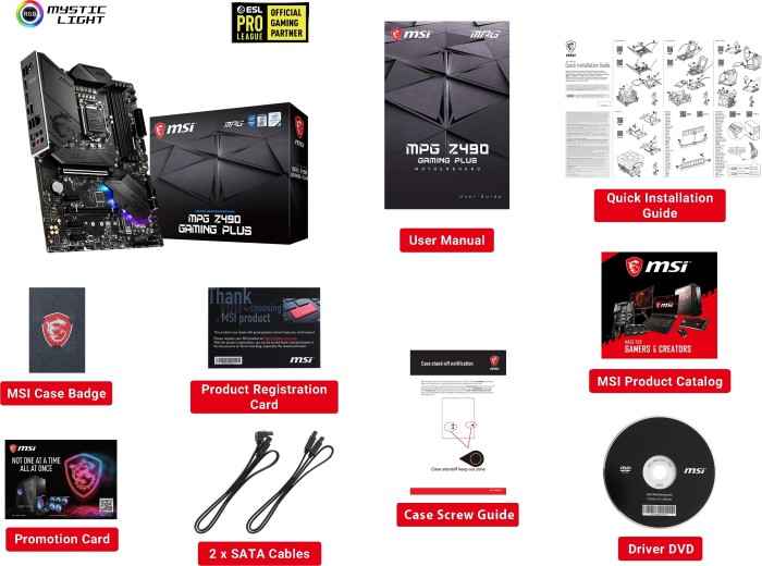 MSI MPG Z490 GAMING PLUS - Motherboard - ATX - LGA1200-Sockel - Z490 Chipsatz - USB-C Gen2, USB-C Gen1, USB 3.2 Gen 1, USB 3.2 Gen 2 - 2.5 Gigabit LAN - Onboard-Grafik (CPU erforderlich)
