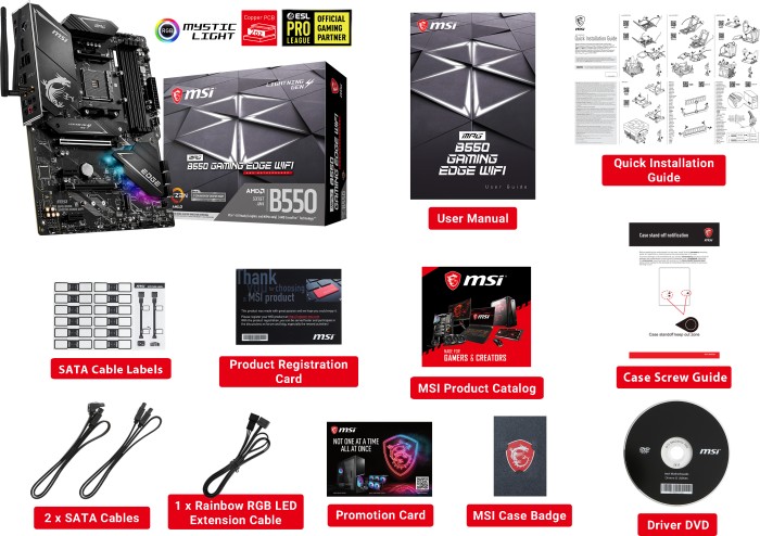 MSI MPG B550 GAMING EDGE WIFI - Motherboard - ATX - Socket AM4 - AMD B550 Chipsatz - USB-C Gen2, USB-C Gen1, USB 3.2 Gen 1, USB 3.2 Gen 2 - 2.5 Gigabit LAN, Wi-Fi, Bluetooth - Onboard-Grafik (CPU erforderlich) MSI MPG B550 GAMING EDGE WIFI - Motherboard - ATX - Socket AM4 - AMD B550 Chipsatz - USB-C Gen2, USB-C Gen1, USB 3.2 Gen 1, USB 3.2 Gen 2 - 2.5 Gigabit LAN, Wi-Fi, Bluetooth - Onboard-Grafik (CPU erforderlich)