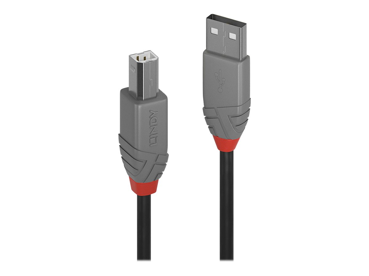 Lindy 36672 USB Kabel USB 2.0 1 m USB A USB B Schwarz