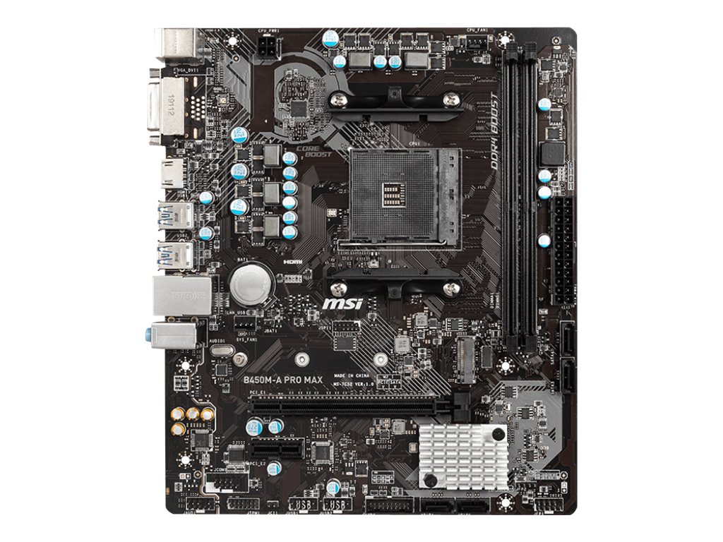 MSI B450M-A PRO MAX - Motherboard - micro ATX - Socket AM4 - AMD B450 Chipsatz - USB 3.2 Gen 1 - Gigabit LAN - Onboard-Grafik (CPU erforderlich)
