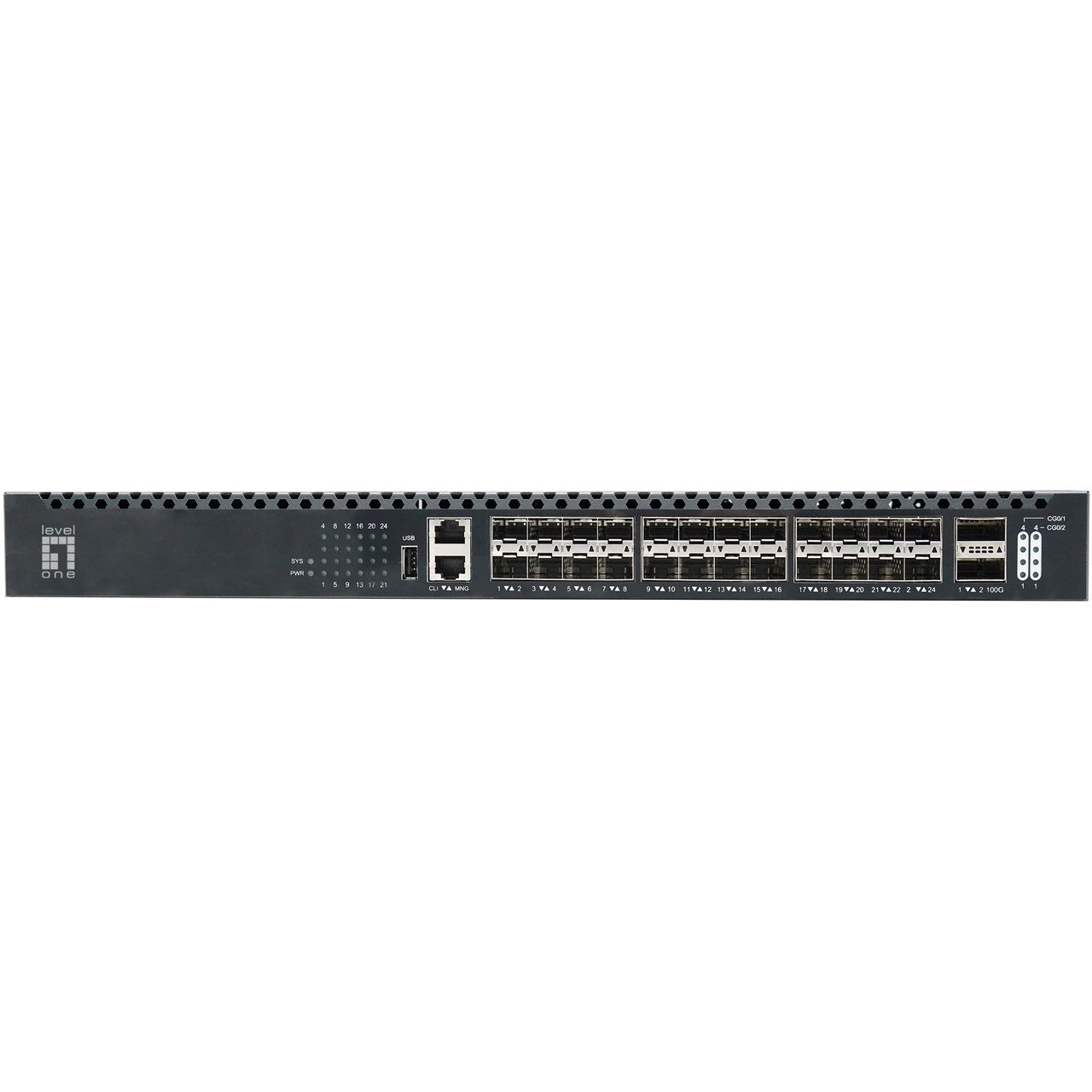 LevelOne Switch 26x GE XQS-3126 2x40/100GbE 19" 185W 24xPoE - Switch