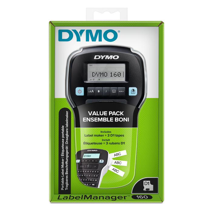 Dymo LabelManager 160 Value Pack mit 3 D1-Baender 12mm Azerty