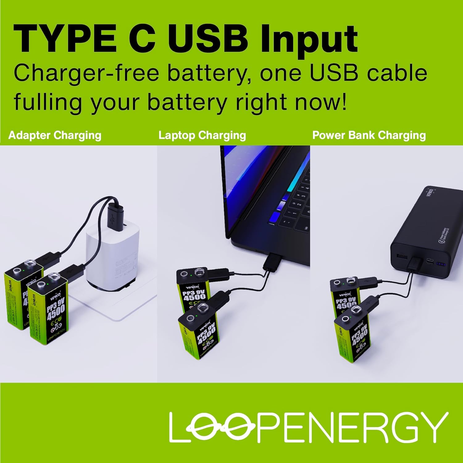 Verico LoopEnergy Li-Ion Akku 9V-Block, USB-C, 2er Pack retail Verico LoopEnergy Li-Ion Akku 9V-Block, USB-C, 2er Pack retail