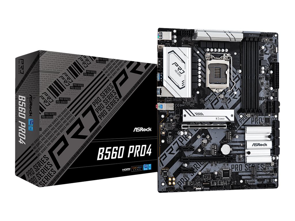 ASRock B560 Pro4 - Motherboard - ATX - LGA1200-Sockel - B560 Chipsatz - USB-C Gen1, USB 3.2 Gen 1 - Gigabit LAN - Onboard-Grafik (CPU erforderlich)