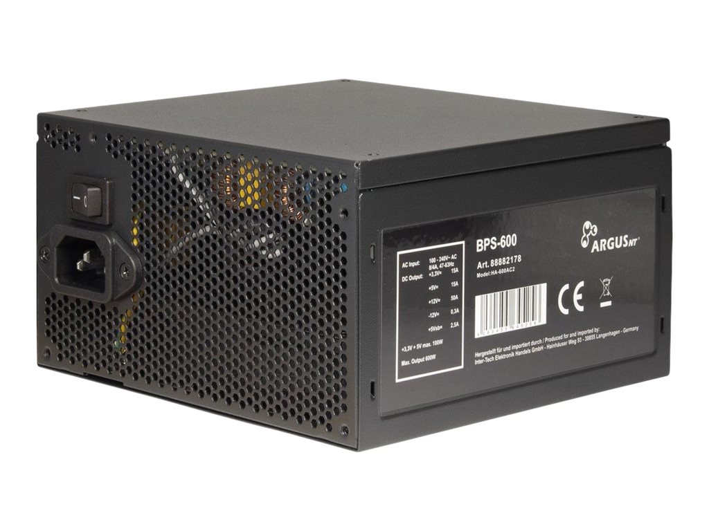 Inter-Tech Argus BPS-600 Netzteil 600 W 20+4 pin ATX ATX Schwarz
