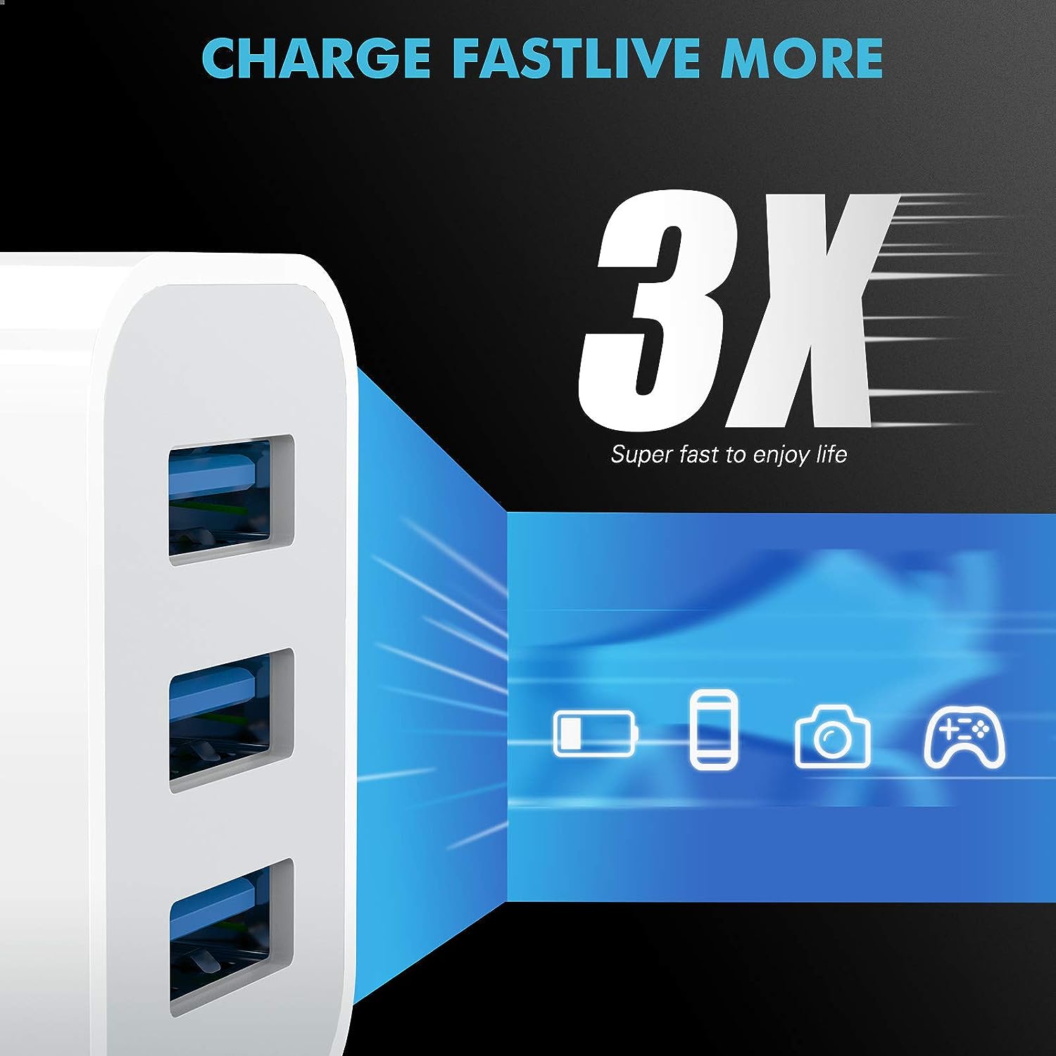 Sundix USB Ladegerät Mehrfach 15W USB Stecker 2 Stücke 3-Port 3A Ladeadapter USB Netzteil für iPhone 14/13/12/11/ X/8 und Weitere USB-Anschluss Geräte