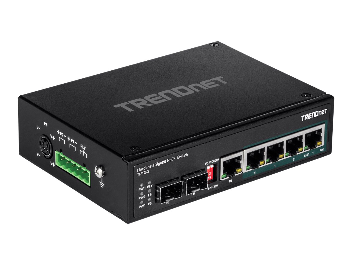 Trendnet TI-PG62 Netzwerk-Switch Unmanaged Gigabit Ethernet (10/100/1000) Power over Ethernet (PoE) Schwarz