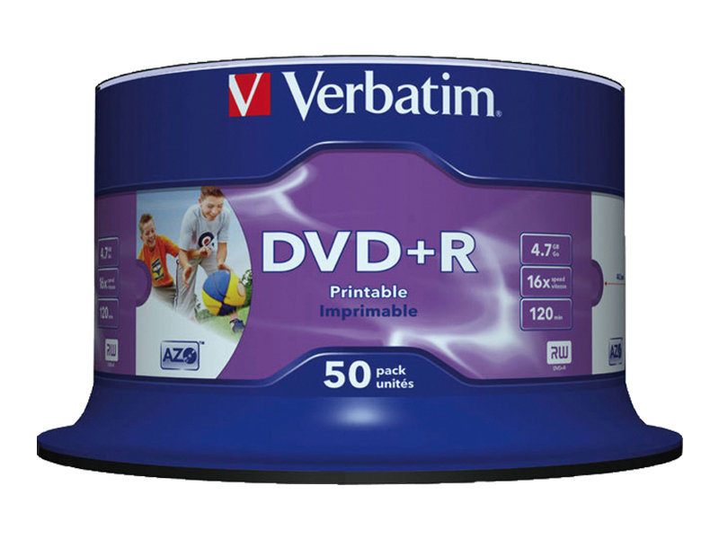 Verbatim DVD+R Wide Inkjet Printable No ID Brand 4,7 GB 50 Stück(e)
