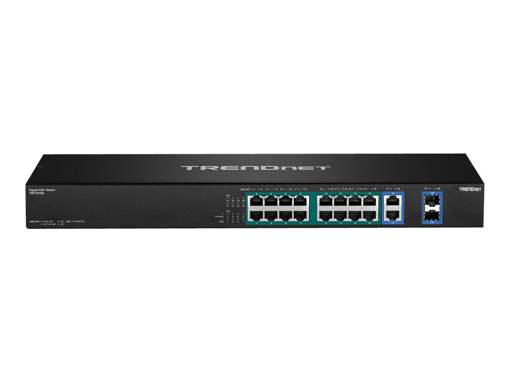 Trendnet TPE-TG182F v1.0R Unmanaged Gigabit Ethernet (10/100/1000) Power over Ethernet (PoE) 1U Schwarz