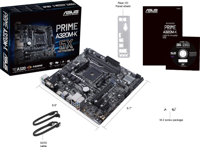 ASUS PRIME A320M-K - Motherboard - micro ATX - Socket AM4 - AMD A320 - USB 3.0 - Gigabit LAN - Onboard-Grafik (CPU erforderlich) ASUS PRIME A320M-K - Motherboard - micro ATX - Socket AM4 - AMD A320 - USB 3.0 - Gigabit LAN - Onboard-Grafik (CPU erforderlich)