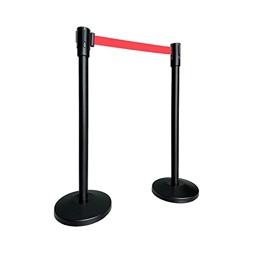 Absperrpfosten schwarz mit rot Ausziehband 1,85 cm - 2 Stück