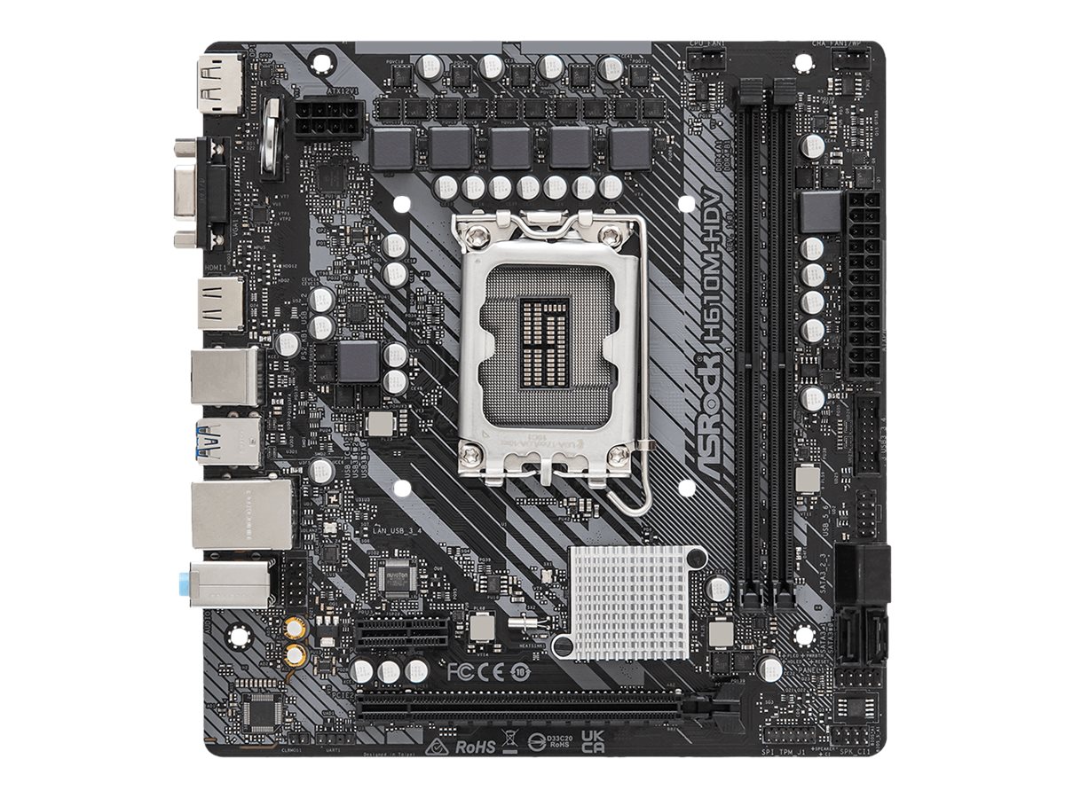ASRock H610M-HDV - Motherboard - micro ATX - LGA1700-Sockel - H610 Chipsatz - USB 3.2 Gen 1 - Gigabit LAN - Onboard-Grafik (CPU erforderlich)