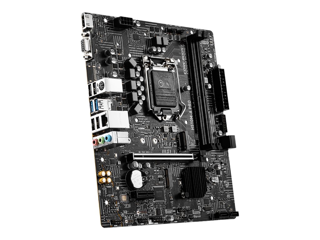 MSI H510M-A PRO - Motherboard - micro ATX - LGA1200-Sockel - H510 Chipsatz - USB 3.2 Gen 1 - Gigabit LAN - Onboard-Grafik (CPU erforderlich) MSI H510M-A PRO - Motherboard - micro ATX - LGA1200-Sockel - H510 Chipsatz - USB 3.2 Gen 1 - Gigabit LAN - Onboard-Grafik (CPU erforderlich)