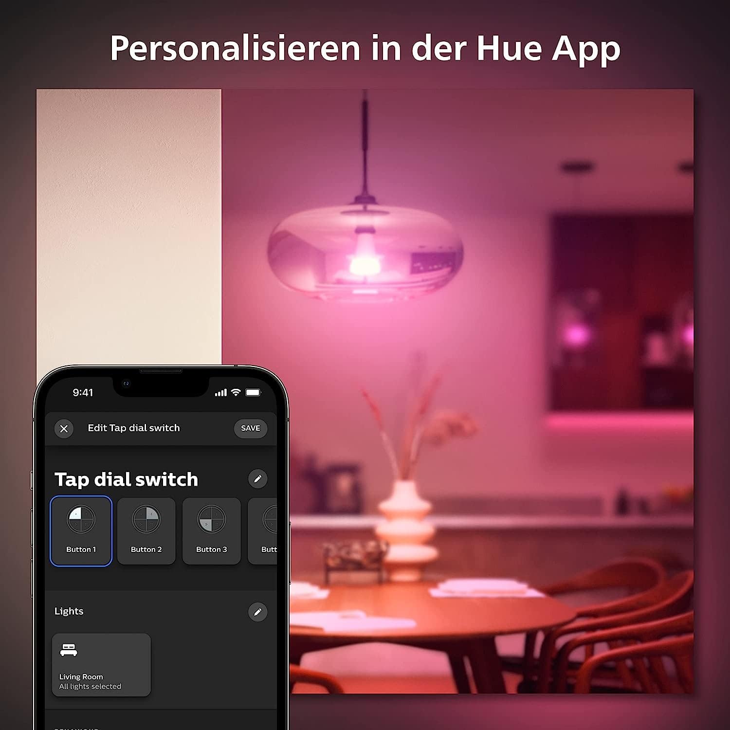 Philips Hue Tap Dial kabelloser Schalter schwarz Philips Hue Tap Dial kabelloser Schalter schwarz