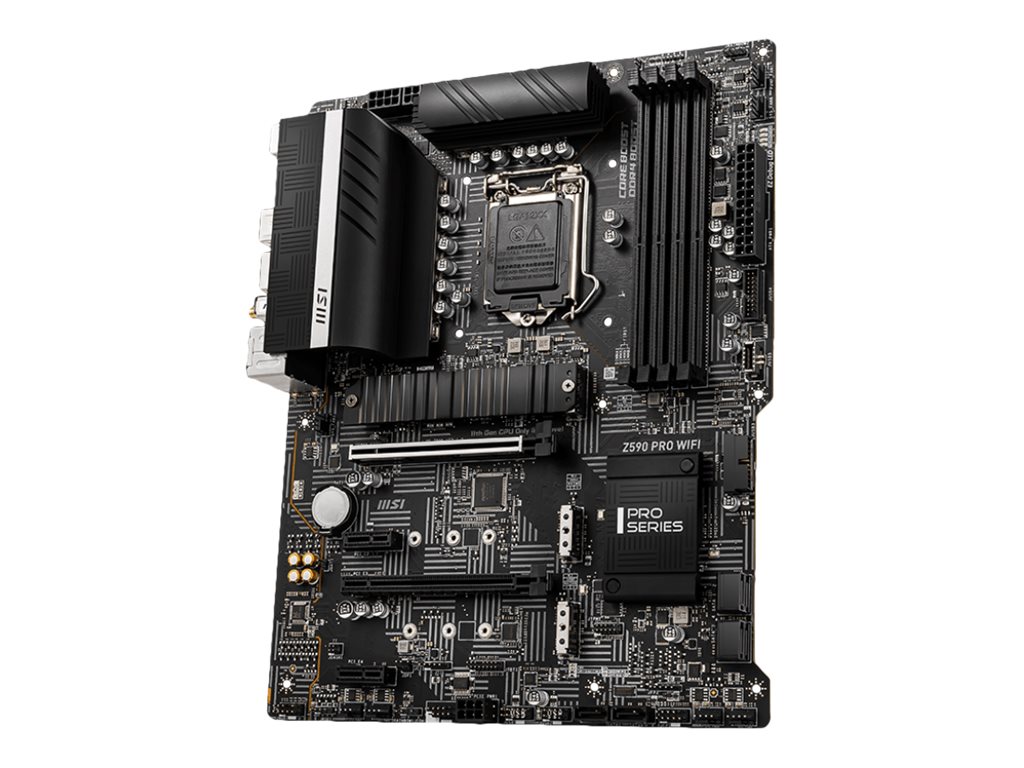 MSI Z590 PRO WIFI - Motherboard - ATX - LGA1200-Sockel - Z590 Chipsatz - USB-C Gen2, USB 3.2 Gen 1, USB 3.2 Gen 2, USB-C Gen 2x2 - 2.5 Gigabit LAN, Wi-Fi, Bluetooth - Onboard-Grafik (CPU erforderlich) MSI Z590 PRO WIFI - Motherboard - ATX - LGA1200-Sockel - Z590 Chipsatz - USB-C Gen2, USB 3.2 Gen 1, USB 3.2 Gen 2, USB-C Gen 2x2 - 2.5 Gigabit LAN, Wi-Fi, Bluetooth - Onboard-Grafik (CPU erforderlich)