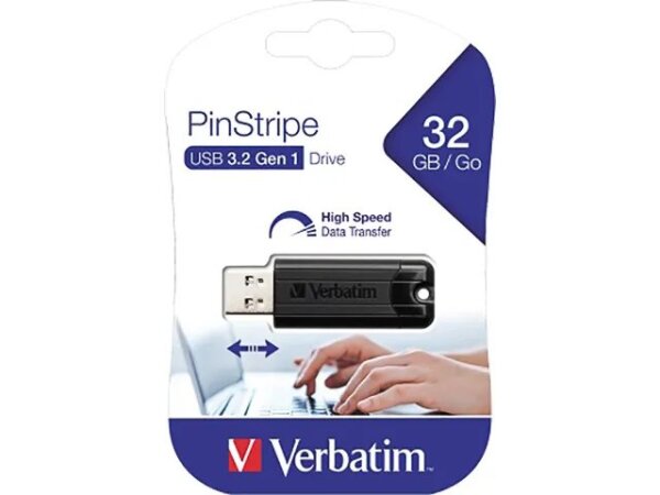 Verbatim PinStripe 3.0 - USB 3.0-Stick 32 GB  - Schwarz