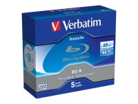 1x5 Verbatim BD-R Blu-Ray 25GB 6x Speed Datalife No-ID Jewel