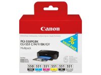 Canon PGI-550/CLI-551 PGBK/C/M/Y/BK/GY Multipack mit 6...