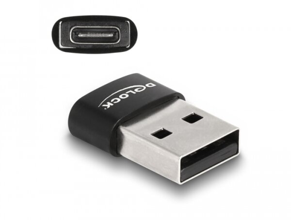 Delock USB 2.0 Adapter USB Typ-A Stecker zu USB Type-C™ Buchse schwarz