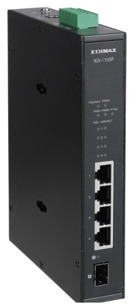 Edimax IGS-1105P Industrieller 5-Port Gigabit PoE+ DIN-RAIL 1 SFP Port
