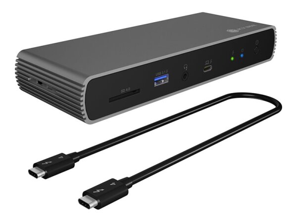 ICY BOX IB-DK8801-TB4, 10-in-1 Thunderbolt™ 4 Type-C® DockingStation auf 2x Thunderbolt 4 und 4x USB 3.2 Gen 2 Type-A Schnittstellen, SD Kartenleser, 2,5 Gbit