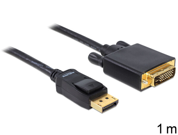 Delock Kabel Displayport 1.1 Stecker > DVI 24+1 Stecker Passiv 1 m schwarz