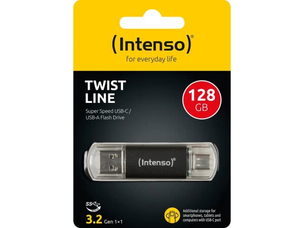 Intenso Twist Line USB-Stick 128 GB USB Type-A / USB Type-C 3.2 Gen 1 (3.1 Gen 1) Anthrazit