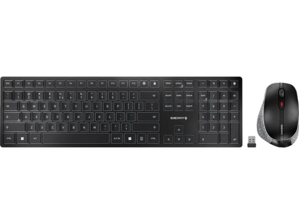 CHERRY DW 9500 SLIM Tastatur Maus enthalten Universal RF Wireless + Bluetooth QWERTZ Deutsch Schwarz, Grau