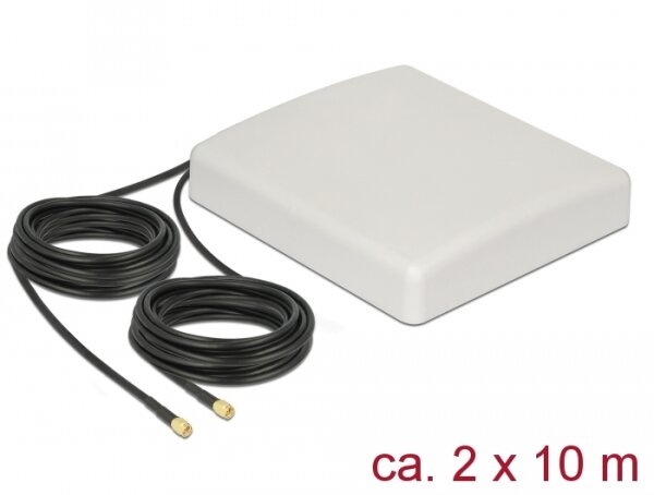 Delock LTE MIMO Antenne 2xSMA Stecker 8dBi direktional + Anschlusskabel RG58 10m