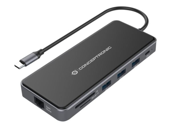 Conceptronic DONN15G laptop-dockingstation & portreplikator Kabelgebunden USB 3.2 Gen 1 (3.1 Gen 1) Type-C Grau