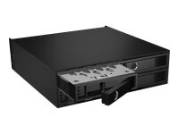 ICY BOX IB-2242U2K, Back Plane, 4x 2,5" (6-15 mm high) U.2/SAS/SATA in 1x 5,25" bay, Schloss, 2x 4cm fan, schwarz