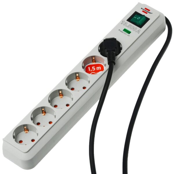 Brennenstuhl Eco-Line 13.500A ÜSS 6-fach lichtgrau, 1,5 m