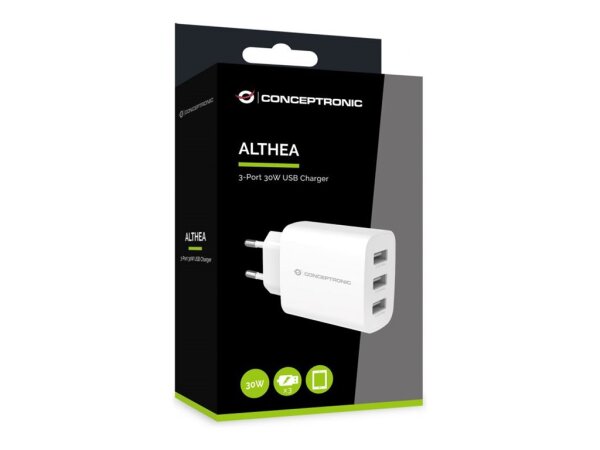 Conceptronic ALTHEA13W 3-Port 30W USB-Ladegerät, USB-A x 3