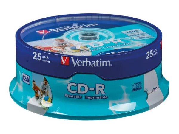 Verbatim CD-R AZO Wide Inkjet Printable 700 MB 52x 25 Stück(e)