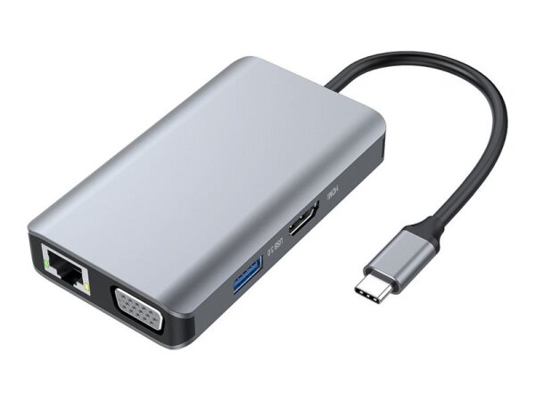 Conceptronic DONN21G laptop-dockingstation & portreplikator Kabelgebunden USB 3.2 Gen 1 (3.1 Gen 1) Type-C Grau