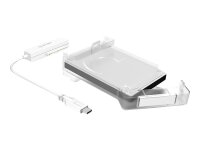 ICY BOX IB-AC703-C, USB 3.2 Gen 1 Type-C zu 2,5" SATA Festplatten (9,5 mm Höhe) Adapter Kabel mit Schutzbox, Zugriff LED, weiß
