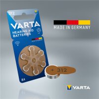 1x6 Varta Hearing Aid Batter.312 Hörgeräte...