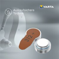 1x6 Varta Hearing Aid Batter.312 Hörgeräte Batterien  24607101416