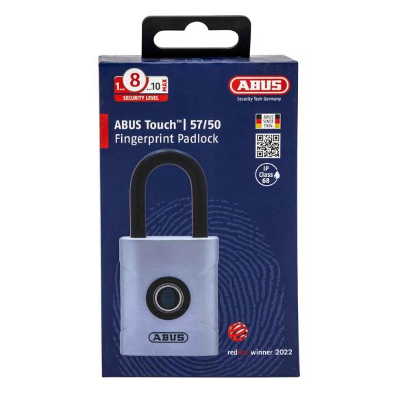 ABUS Touch 57/50 Fingerabdruck-Schloss, Silber