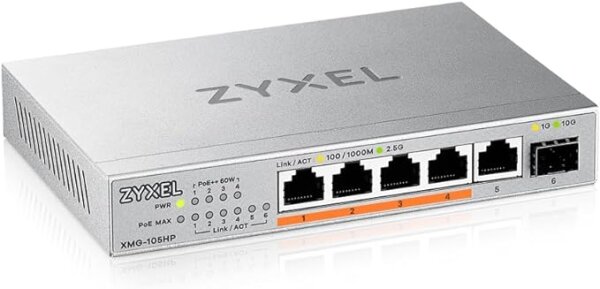 Zyxel XMG-105HP Unmanaged 2.5G Ethernet (100/1000/2500) Power over Ethernet (PoE) Silber
