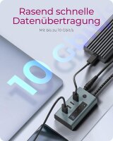 ICY BOX IB-HUB1454-C31, 4 Port Type-C USB 3.2 Gen 2 Type-C Hub, Aluminiumgehäuse