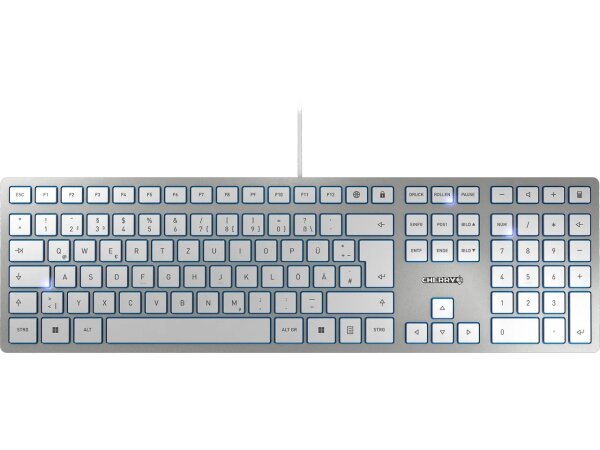 CHERRY KC 6000 SLIM Kabelgebundene Tastatur, Silber/ Weiß, USB (QWERTZ - DE)