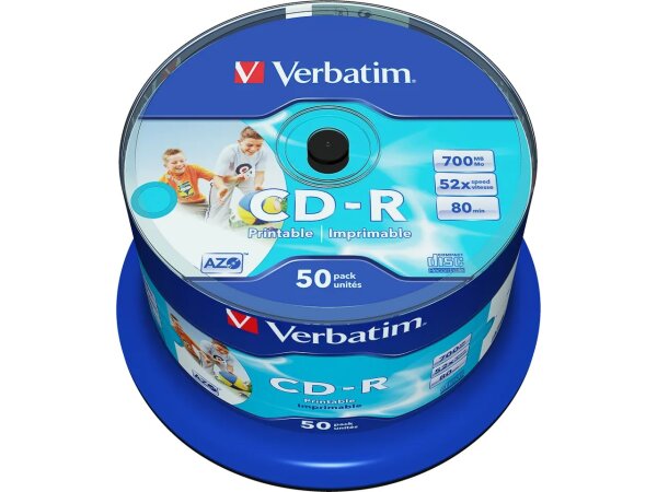 Verbatim CD-R AZO Wide Inkjet Printable no ID 700 MB 52x 50 Stück(e)