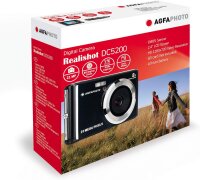 AGFA Photo Realishot DC5200 - Kompaktes Digitalkamera, 21MP, 2,4” LCD-Bildschirm, 8X Digitalzoom, HD 720p Video, Lithiumbatterie, SD-Karten, Szenenmodi - Schwarz